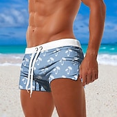 baratos Plantas e Flores Tropicais-Homens Árvore Coqueiro Plantas Shorts de Natação Calção Justo de Natação Shorts de natação boxer Cintura Média Moda Designer Surf Feriado Praia Bolsos Com Cordão Cintura elástica Designer Roupa