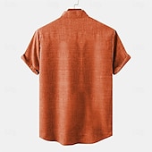 voordelige Klassiek-Voor heren Overhemd linnen overhemd retro-overhemden Vintage overhemd Etnisch shirt Bloemig Buiten Werk blauw Oranje Grijs Korte mouw Strijkijzer Zomer Lente Kleding