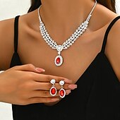 preiswerte Schmucksets-Brautschmuck-Sets 2 Diamantimitate 1 Halskette Ohrringe Damen Klassisch Süß lieblich Briolette Tropfen Kostbar Diamant Wassertropfen Schmuck-Set Für Hochzeit Geschenk