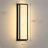 abordables luces de pared al aire libre-Aplique de pared exterior LED blanco cálido 42/63 cm 20 W IP65 apliques modernos iluminación de pared lámpara de patio luces rectangulares negras lámpara de pared de mármol para patio, porche, garaje