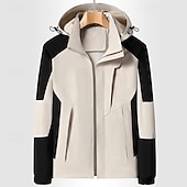 economico Fleece &amp; Giacche 3 in 1-Per uomo Giacca da sci All&#039;aperto Color Block Impermeabile Antivento Felpa con cappuccio Cappotto di neve Cappotto da sci Viaggi Nero Giallo Blu Cachi