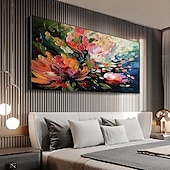 preiswerte Abstrakte Gemälde-Blumenölgemälde auf Leinwand handgemachtes abstraktes buntes Blumengemälde 3D strukturiertes Blumengemälde Wanddekoration individuelles Gemälde minimalistisches Kunstwerk für Wohnzimmer Dekor