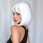 economico Parrucche trendy sintetiche-Parrucche sintetiche Uniformi Costumi di carriera Da principessa Liscio Kinky liscia Parte di mezzo Taglio scalato A macchina Parrucca 12 pollici Bianco Capelli sintetici Per donna Cosplay Feste Di