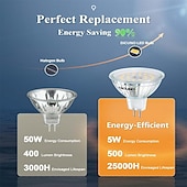 economico Faretti a LED-Lampadine a led mr16 gu5.3 Lampadine a led bi-pin base copertura in vetro trasparente 12v 50w equivalente alogeno non dimmerabile angolo del fascio di 120 gradi 500lm per faretti paesaggistici luci a