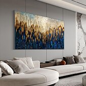 levne Olejomalby-Manuální Ručně vyrobeno Hang-malované olejomalba Ručně malované Horizontální panoramatické Abstraktní Krajina Moderní Realismus Bez vnitřní rám