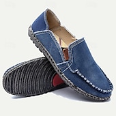 abordables Zapatillas sin cordones y mocasines de hombre-Mocasines informales de lona para hombre: zapatos para caminar ligeros y transpirables