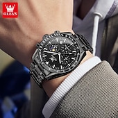 cheap Quartz Watches-OLEVS Men Quartz Watch Outdoor Fashion Casual Wristwatch Luminous Calendar Waterproof Decoration Steel Watch