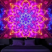billige Blacklight -billedvev-mandala bohemisk blacklight billedvev uv reaktiv glød i mørket trippy zen meditasjon tåkete natur hengende billedvev veggkunst veggmaleri for stue soverom