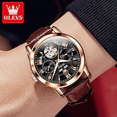 abordables Relojes mecánicos-OLEVS Hombre Relojes Mecánico Moda Reloj Casual Reloj de Muñeca Cuerda Automática Luminoso Calendario Fecha Semana Piel Reloj