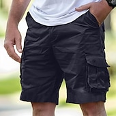 baratos Ar livre-Homens Bermuda Cargo Calção Shorts casuais Bolso multi Perna reta Tecido Conforto Macio Comprimento do joelho Ao ar livre Casual Diário Moda Roupa de rua Preto Azul Marinha Micro-Elástica