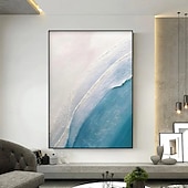 economico Quadri paesaggistici-dipinto a mano dipinto a olio minimalista con texture blu dipinto a mano da parete dipinto a mano con cielo e oceano dipinto a olio con cielo e oceano dipinto a mano con onde e spiaggia a olio