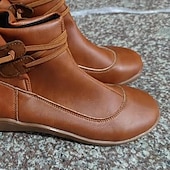 cheap Ankle Boots-Women&#039;s Brown Casual Ankle Boots with Double Buckle Straps - Comfortable Everyday Footwear for Fall and Winter