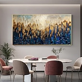 cheap Abstract Paintings-Handmade Original Urban Architecture Oil Painting On Canvas Abstract City Building Wall Art for Home Decor With Stretched Frame Without Inner Frame Painting