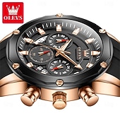 cheap Quartz Watches-OLEVS Men Quartz Watch Outdoor Sports Fashion Wristwatch Luminous Calendar Chronograph Waterproof Silicone Gel Watch