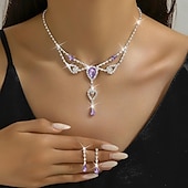 cheap Jewelry Sets-Bridal Jewelry Sets Two-piece Suit Imitation Diamond 1 Necklace Earrings Women&#039;s Elegant Stylish Sweet Lovely Tassel Fringe Drop Precious Jewelry Set For Wedding Gift