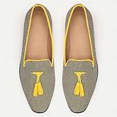 abordables Chaussures en Tissage Texturé-Homme Mocassins et Slip On Mocassins de confort Nylon Microfibre Confortable Antidérapantes Mocassins Noir / Jaune