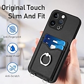 economico Cover per iPhone-telefono Custodia Per iPhone16 iPhone 15 Pro Max Plus iPhone 14 13 12 11 Pro Max Plus Mini SE Per retro Supporto ad anello Slot per schede Resistente agli urti Retrò TPU Metallo pelle sintetica
