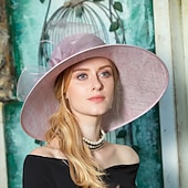 billiga Festhattar-hattar Lin Plommonstop / Cloche hatt Fiskarhatt Solhatt Bröllop Tebjudning Elegant Bröllop Med Rosett Tyll Hårbonad Huvudbonader