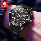 cheap Quartz Watches-OLEVS Men Quartz Watch Outdoor Sports Fashion Wristwatch Luminous Calendar Chronograph Waterproof Silicone Gel Watch