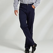 baratos Calças Elite Masculinas-Homens Social Zíper Bolsos Côr Sólida Respirável Comprimento total Formal Escritório O negócio Chique &amp; Moderno Formal Azul Marinha Cáqui Micro-Elástica