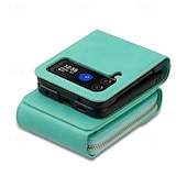 baratos Capa Samsung-telefone Capinha Para Samsung Galaxy Z Virar 6 Z Flip 5 Z Flip 4 Z Flip 3 Capa traseira Capa articulada Zíper com cordão Slot para cartão Retro PC Couro PU
