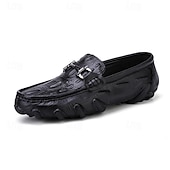Χαμηλού Κόστους Ανέμελος-ανδρικά loafers από δέρμα κροκόδειλου - πολυτελή slip-on φόρεμα με μεταλλική πόρπη για επίσημο και casual ντύσιμο