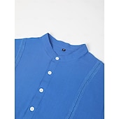 ieftine Concediu de odihna-Bărbați Cămașă cămașă de in Cămașă Guayabera Cămașă cu guler bandă Cămașă popover Cămașă de vară Simplu Vacanță Curise Alb Albastru regal Kaki Albastru Deschis Manșon scurt Guler Vară Îmbrăcăminte