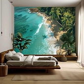 Недорогие Тапестри́ на океа́нском пляже-Пляжный остров, подвесной гобелен, настенное искусство, большой гобелен, фреска, декор, фотография, фон, одеяло, занавеска, украшение для дома, спальни, гостиной
