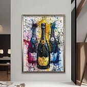 billiga Oljemålningar-vinflaskor oljemålning handmålad väggkonst vin duk vinmålning vin oljemålning för väggdekoration handgjord väggkonst vinmålning
