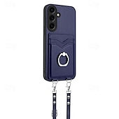 levne Pouzdra pro Samsung-telefon Carcasă Pro Samsung Galaxy S24 Ultra Plus S23 Ultra Plus S22 Plus Ultra A55 A35 A25 A15 5G A54 A34 A14 A53 A33 A23 A13 S25 Ultra Zadní kryt Držák na prsteny s Lanyardem Slot pro kartu Retro