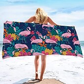 cheap Beach Towel Sets-100% Beach Towel Summer Tropical Palm Leaves Flamingo Oversized Beach Towel Soft and Quick-drying Bathroom Towel Super Absorbent Large Swim Towel for Teens Adults, Quick-Dry, Soft Lightweight, Versatile for Travel, Bath and Pool