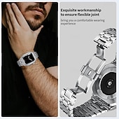 cheap Apple Watch Bands-Link Bracelet Compatible with Apple Watch band 44mm 45mm with Case Luxury Butterfly Buckle Stainless Steel Strap Replacement Wristband for iwatch Series 8 7 6 5 4 SE