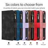 Недорогие Чехлы для Samsung-телефон Кейс для Назначение S24 Ultra Plus S23 S22 S21 S20 Ultra Plus FE А55 А35 А25 А15 5Г A54 A34 A14 A72 А73 А53 A12 A52 A13 Кошелек для карт со стендом Молния Полная защита тела Ретро ТПУ Кожа PU
