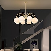 olcso Függőfények-led függőlámpa 65/85cm 6/8 fény század közepén modern e27 csillár nagy fehér gömb sputnik vintage sárgaréz süllyesztett mennyezeti lámpa konyhasziget függőlámpa matt üveggolyós függőlámpa 110-240v