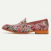 economico Mocassini in pelle premium-Mocassini da uomo in pelle di vacchetta premium con motivo paisley: eleganti scarpe eleganti slip-on per occasioni formali e casual