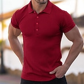 abordables T-shirts décontractés pour hommes-Homme T-shirt POLO Chemise de golf Manche Courte Col rabattu Tee-shirt T-shirt musclé Chemise à manches courtes Extérieur Séchage rapide Faire des exercices Doux Anti-transpiration Polyester Noir