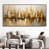 economico Dipinti a olio-dipinto a olio fatto a mano su tela decorazione artistica da parete moderna architettura urbana astratta per soggiorno decorazioni per la casa pittura senza cornice arrotolata non stirata