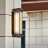 cheap Outdoor Wall Lights-LED Outdoor Wall Lights Warm White 22cm Single Head Coffee Gold 20W Rainproof Wall Mounted Lighting with Striped Acrylic Shade Porch Lights for House Garage Patio Lamp 110-240V