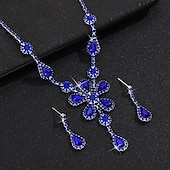 billige Smykkesett-Brude smykker sett 2 Strass Fuskediamant 1 Halskjede Øredobber Dame Elegant Årgang Søt Smuk Klassisk Blomst Kjærlighed Smykkesett Til Bryllup Gave