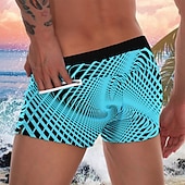 billiga Geometrisk tryck-Herr Geometriska mönster Badshorts Boardshorts Boxershorts Medium Midja Mode Designer Surfing Helgdag Strand Ficka Snörning Elastisk midja Designer Kläder