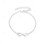 abordables Bracelets et bracelets rigides-Bracelet Femme Fantaisie Mode Infini Elégant Mode Le style mignon Luxe Bracelet Bijoux Argent Dorée Rond pour Soirée Rendez-vous Plage