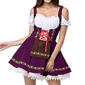 olcso Dirndl-Női Karneváli Oktoberfest Dirndl Sör Jelmez Ing és Köténnyel Bajor Wiesn Hagyományos Stílusban