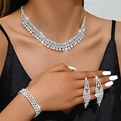 رخيصةأون أطقم المجوهرات-مجموعة مجوهرات 4PCS حجر الراين سبيكة أقراط القلائد سوار نسائي أنيق عتيق موضة هندسي هندسي مجموعة مجوهرات من أجل زفاف مناسب للحفلات الذكرى السنوية