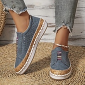 economico Slip-ons e mocassini da donna-scarpe casual slip-on bianche da donna – sneakers traspiranti in similpelle con finiture in sughero e fascia elastica per camminare, viaggiare e indossare ogni giorno