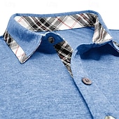 ieftine Polo clasic pentru bărbați-Bărbați Tricouri polo Cămașă de golf Muncă Casual Rever Guler polo cu nervuri Manșon scurt De Bază Modern Bloc Culoare Peteci Nasturi Primavara vara Fit regulat Albastru Deschis Gri Închis Negru