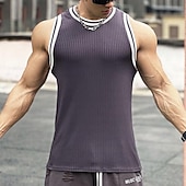 voordelige Hardloop T-shirts en Tanktops-Voor heren Training tanktop Hardlooptanktop Fitness tanktop Lapwerk Mouwloos Ves / Mouwloos Casual Sportkleding Effen Sneldrogend Zacht Ademend Sportschooltraining Wandelen Joggen Sportkleding