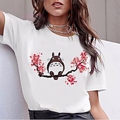 baratos Gráfico de personagem de desenho animado e filme-A Viagem de Chihiro Totoro Japonesa/Curta Camiseta lavada com ácido extragrande Imprimir Arte Gráfica Para Casal Homens Mulheres Adulto Dia Das Bruxas Carnaval Baile de Máscaras Hot Stamping Rua