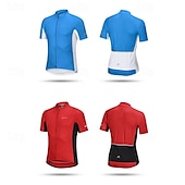 voordelige Herenjassen &amp; Gilets-Gelukkig Voor heren Wielrenshirt Korte mouw Fietsen Shirt met 3 achterzakken Bergracen Ademend Sneldrogend Anatomisch ontwerp Lampenkatoen Zwart Wit Rood Sport Kleding