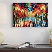 cheap Landscape Paintings-Handmade Tree Wall Art Colorful Forest Painting handmade Canvas Colorful Trees Forest Canvas painting  A Date With The Rain Canvas painting Huge Canvas Home Decor Autumn Canvas