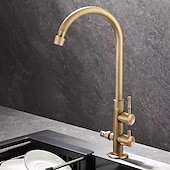 billige Baderomskraner-Vaskekran for baderom - Klassisk Antikk Messing Montere Utsiden Enkelt Håndtak Et HullBath Taps